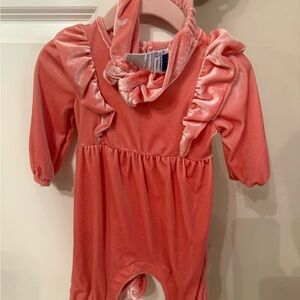 Old Navy Pink Ruffled velour Bodysuit